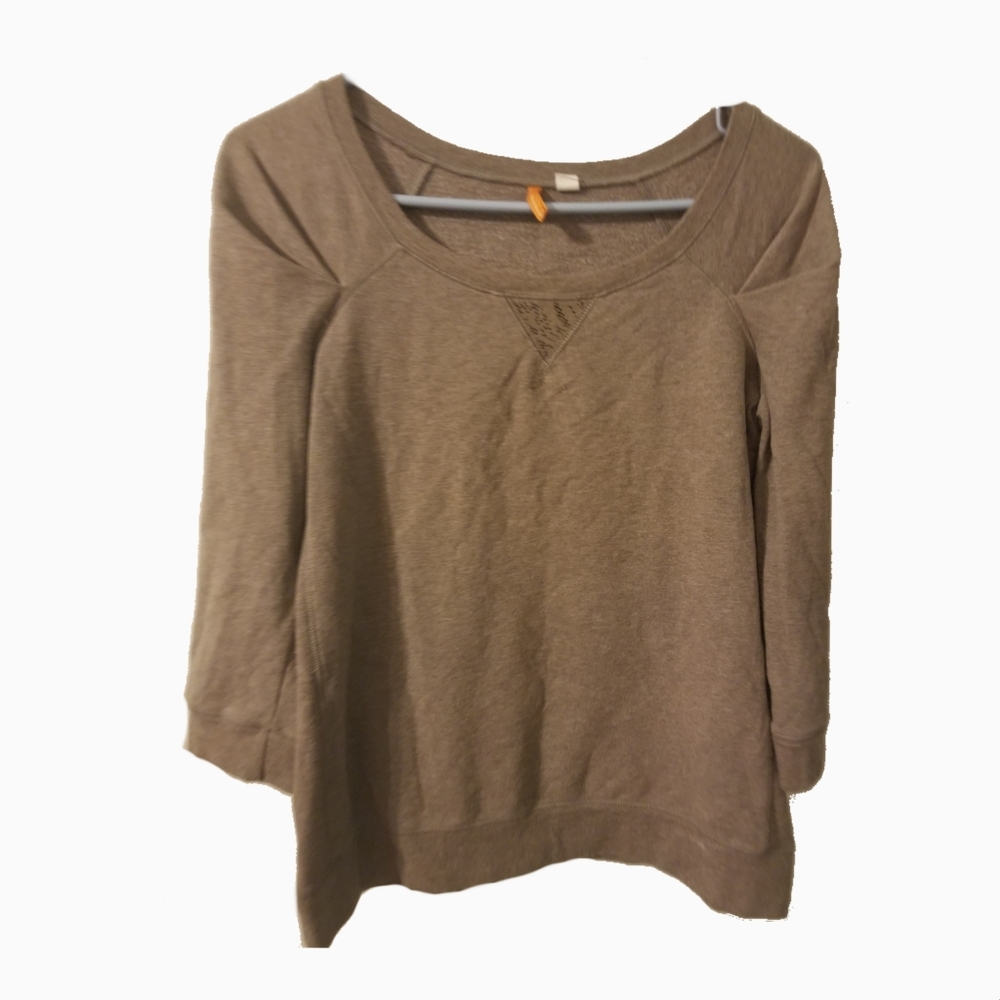 Saturday Sunday Anthropologie brown scoop neck small top